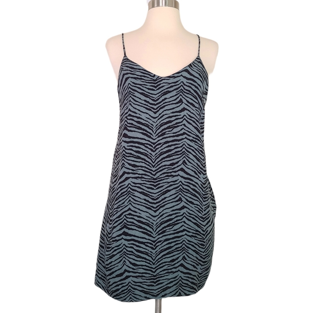American Eagle Green Animal Print Slip Dress